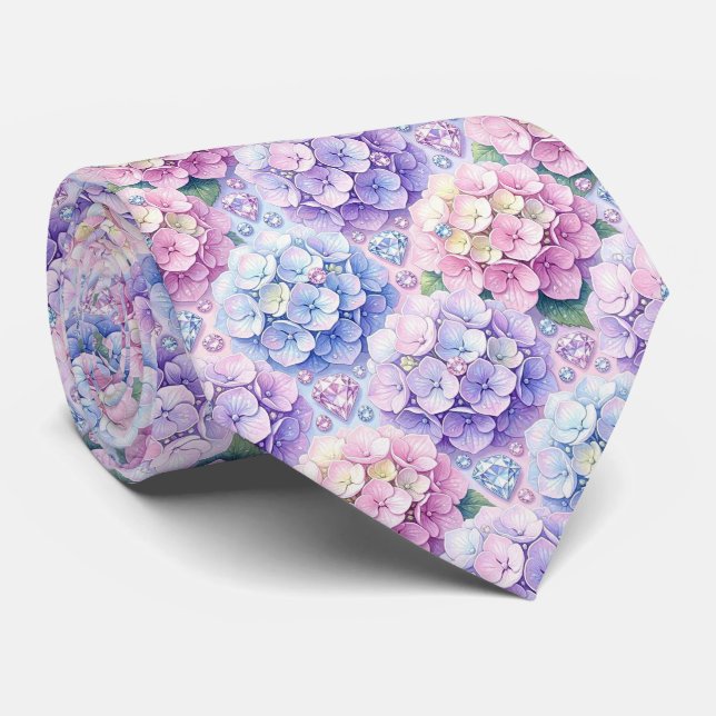Hydrangeas & Diamonds | Bröllop och evenemang hals Slips (Rullad)