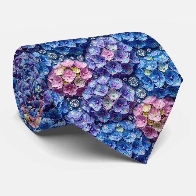 Hydrangeas & Diamonds | Bröllop och evenemang hals Slips (Rullad)