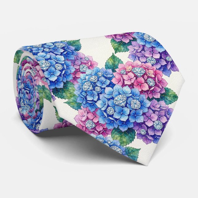 Hydrangeas & Diamonds | Bröllop och evenemang hals Slips (Rullad)