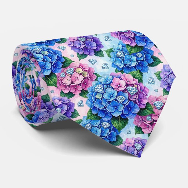Hydrangeas & Diamonds | Bröllop och evenemang hals Slips (Rullad)