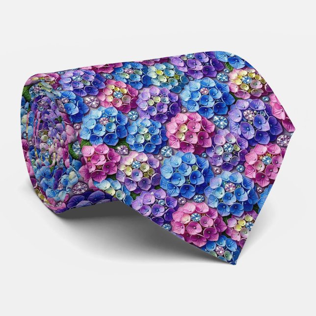 Hydrangeas & Diamonds | Bröllop och evenemang hals Slips (Rullad)