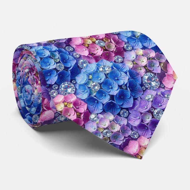 Hydrangeas & Diamonds | Bröllop och evenemang hals Slips (Rullad)