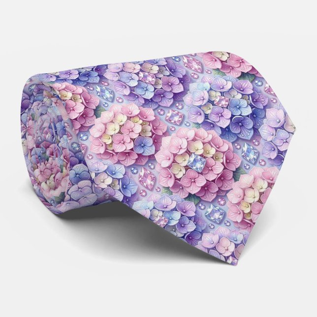 Hydrangeas & Diamonds | Bröllop och evenemang hals Slips (Rullad)