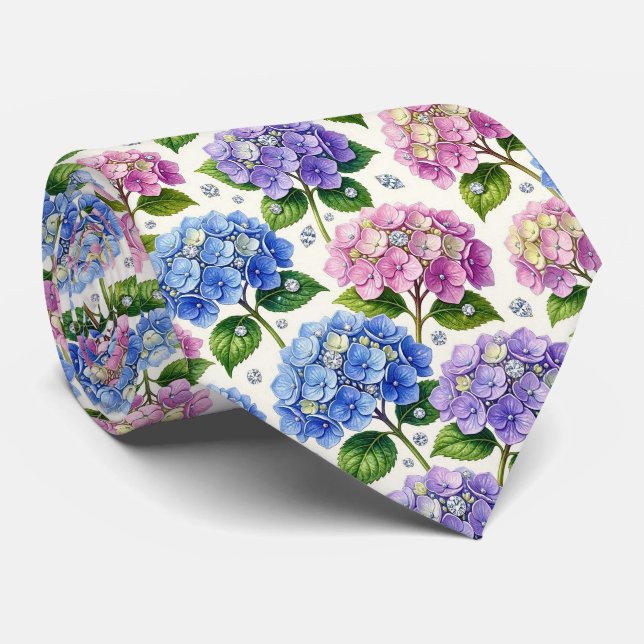 Hydrangeas & Diamonds | Bröllop och evenemang hals Slips (Rullad)