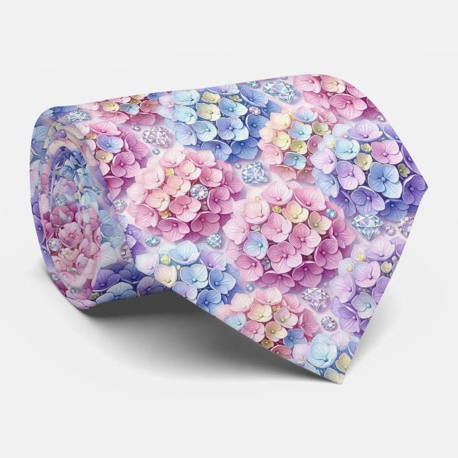 Hydrangeas & Diamonds | Bröllop och evenemang hals Slips (Rullad)