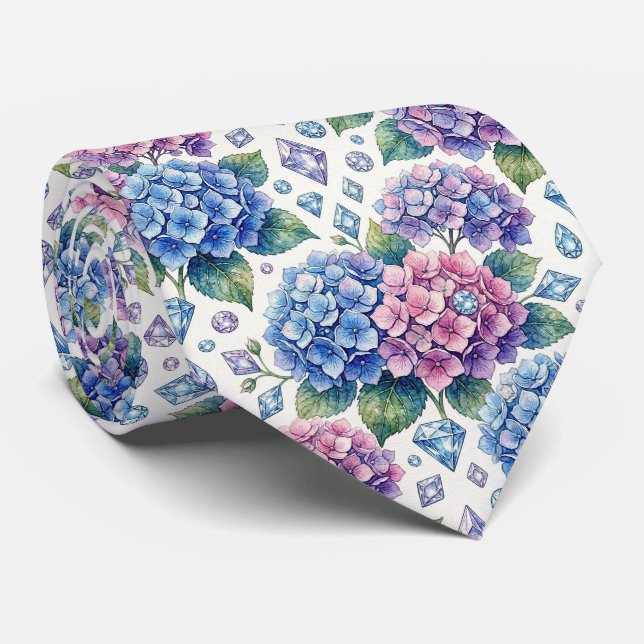 Hydrangeas & Diamonds | Bröllop och evenemang hals Slips (Rullad)