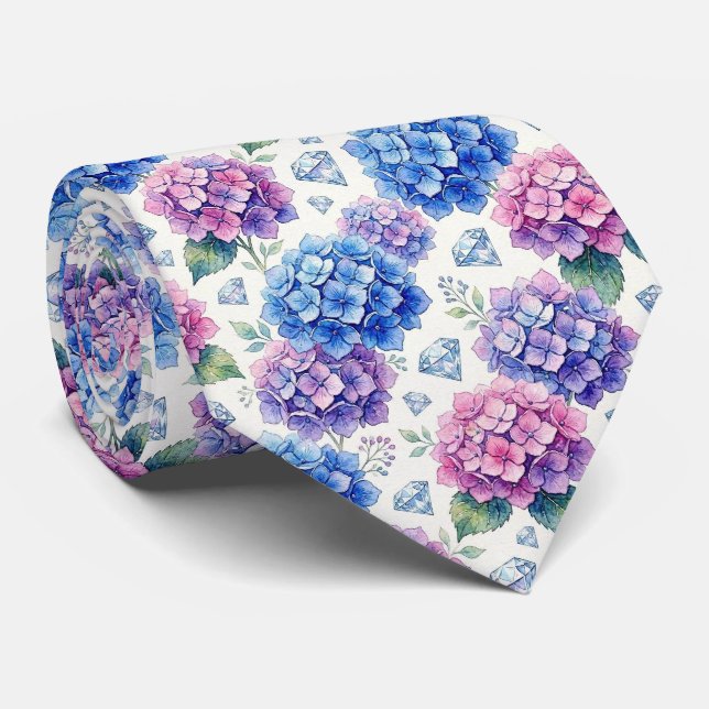 Hydrangeas & Diamonds | Bröllop och evenemang hals Slips (Rullad)