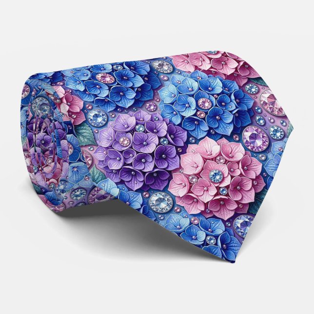 Hydrangeas & Diamonds | Bröllop och evenemang hals Slips (Rullad)