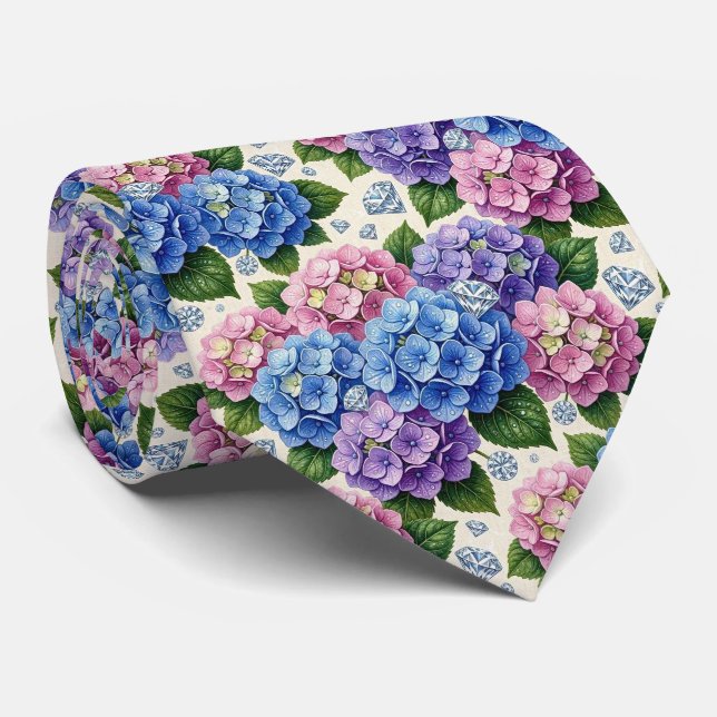 Hydrangeas & Diamonds | Bröllop och evenemang hals Slips (Rullad)