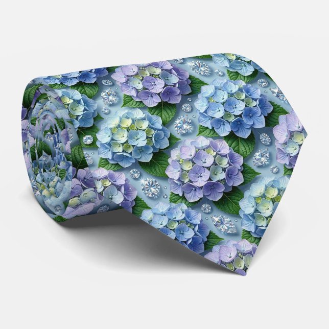 Hydrangeas & Diamonds | Bröllop och evenemang hals Slips (Rullad)