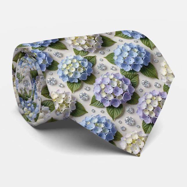 Hydrangeas & Diamonds | Bröllop och evenemang hals Slips (Rullad)