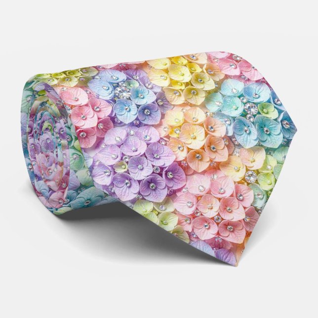 Hydrangeas & Diamonds | Pastell Regnbåge Slipsklöv Slips (Rullad)
