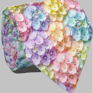 Hydrangeas & Diamonds   Pastell Regnbåge Slipsklöv Slips