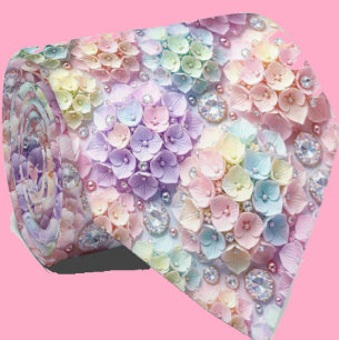 Hydrangeas & Diamonds Pastell Regnbåge Slipsklöv Slips