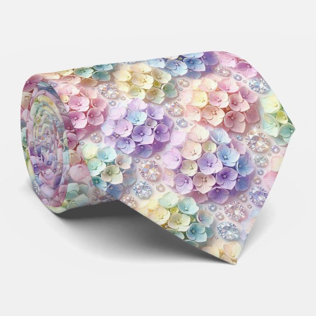 Hydrangeas & Diamonds | Pastell Regnbåge Slipsknyt Slips (Rullad)