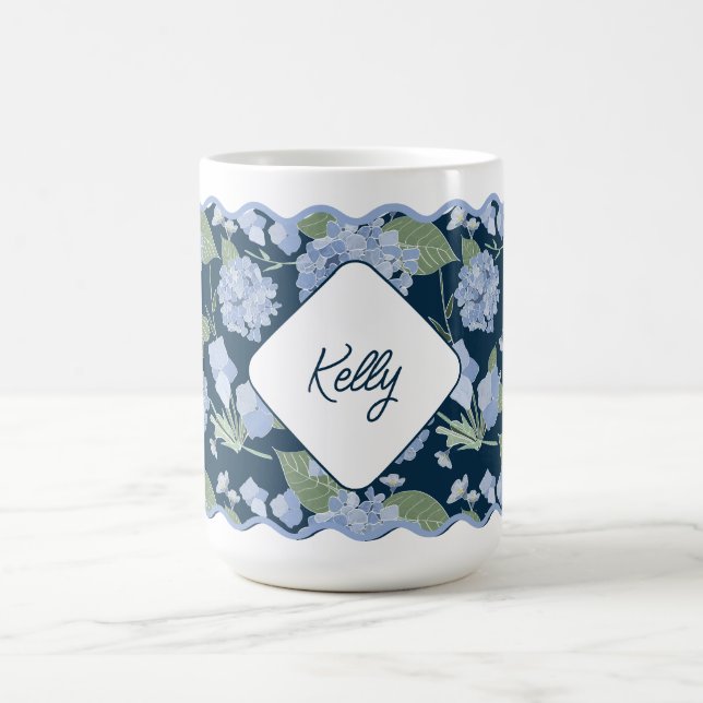Hydrangeas Girly Delicate Personlig Coastal Kaffemugg (Center)