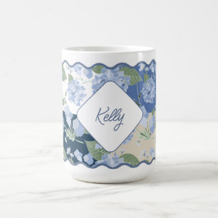 Hydrangeas Girly Patchwork Personlig Coastal Kaffemugg
