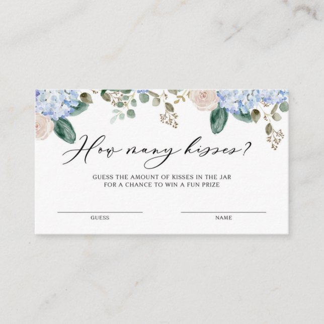 Hydrangeas Hur många kisser för spelkortet Visitkort (Framsida)