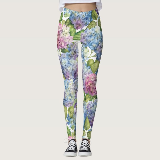 Hydrangeas i Bloom Leggings (Framsida)