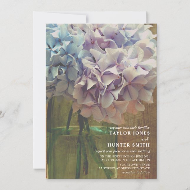 Hydrangeas Mason Burk Bröllop Inbjudningar (Framsida)