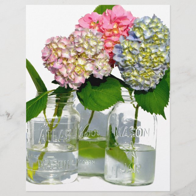 Hydrangeas och Mason burk (Framsida)