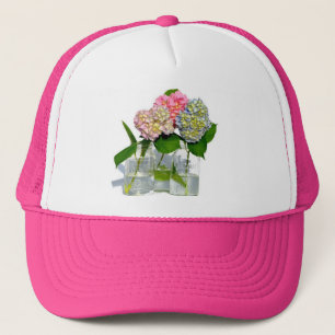 Hydrangeas och Mason burk Keps