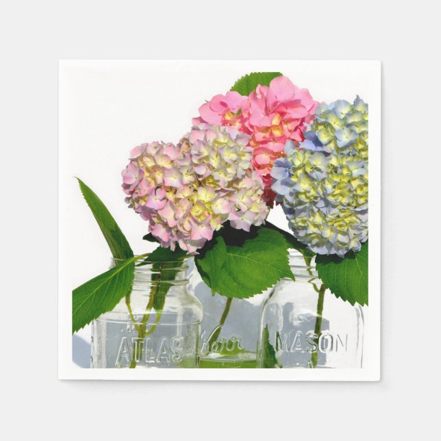 Hydrangeas och Mason burk Pappersservett (Framsidan)