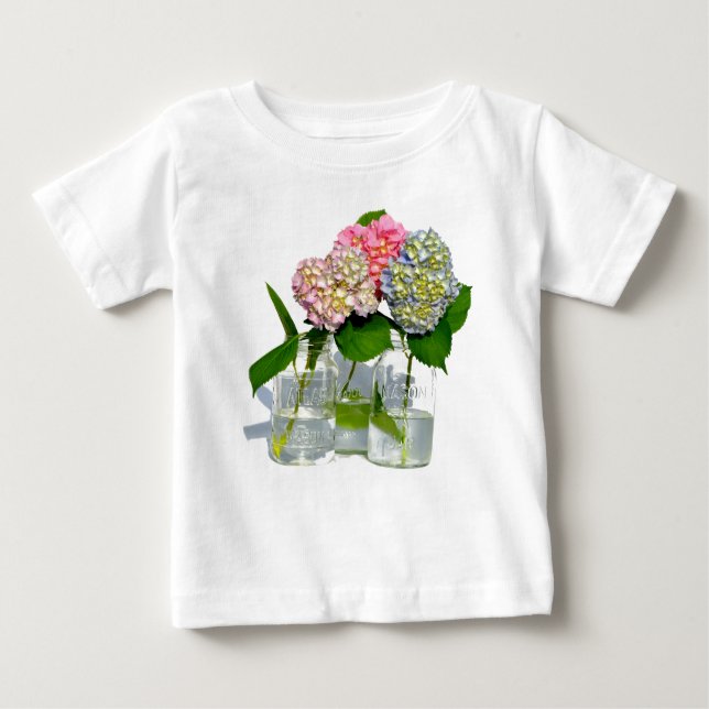 Hydrangeas och Mason burk Tee Shirt (Framsida)