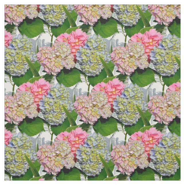 Hydrangeas och Mason burk Tyg (Provkarta)