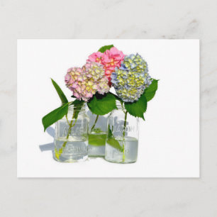 Hydrangeas och Mason burk Vykort