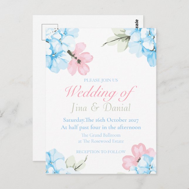 Hydrangeas Pastel Bloom Vykort (Fram/baksida)