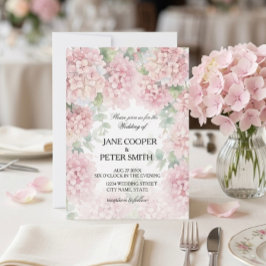Hydrangeas pastell rosa färger. Bröllopsinbjudan Inbjudningar
