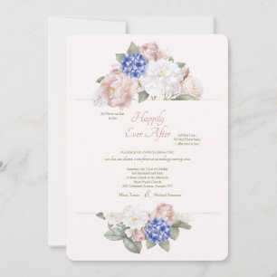 Hydrangeas, Peonies och Ro andra Bröllop Inbjudningar
