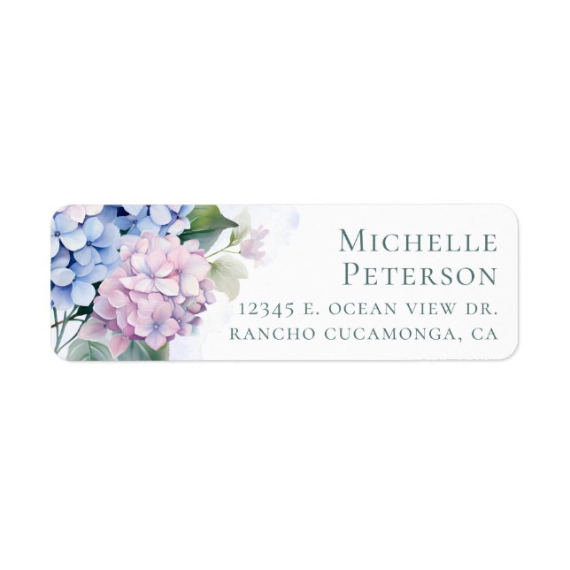 Hydrangeas Returetiketter vid 85:e födelsedagen Returadress Etikett (Framsidan)