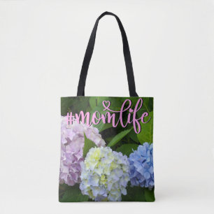 Hydrangeas rosa blommor blå lila blommor Mamma Tygkasse