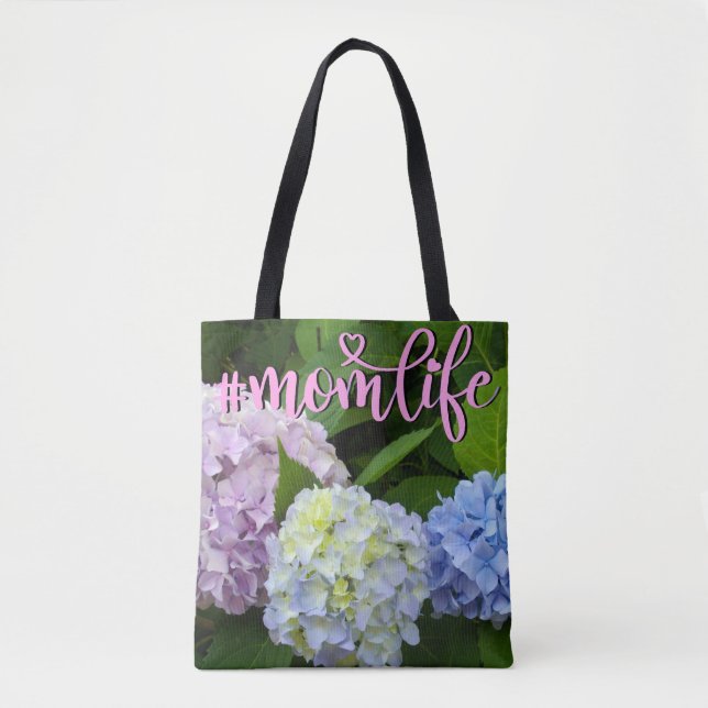 Hydrangeas rosa blommor blå lila blommor Mamma Tygkasse (Framsida)