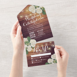 Hydrangeas String Ljus Rustic Wood Bröllop OSA