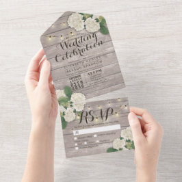 Hydrangeas String Ljus Rustic Wood Bröllop OSA
