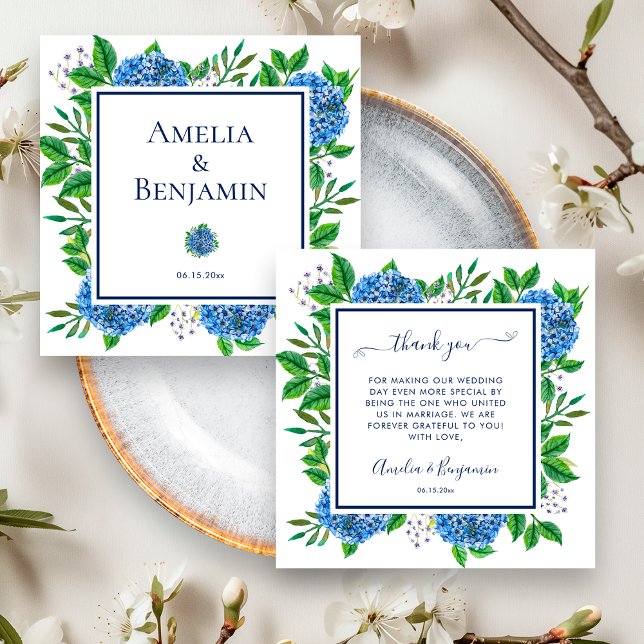 Hydrangeas Tack Gift för Bröllop-tjänstemän Kort (Front / Back)