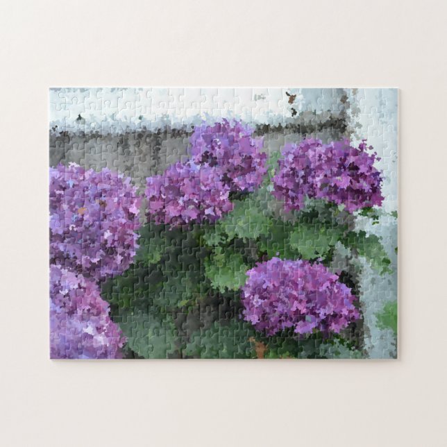 Hydrangeas vid Sea Puzzle Pussel (Horisontell)