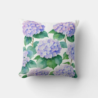 Hydrangeas Watercolor Blommigt Art Kudde