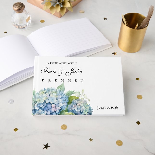 Hydrangeas Wedding Gästböcker (Framsida öppen)