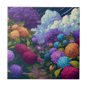 Hydrangeasplattor för coola Blommigt för Bath-områ Kakelplatta