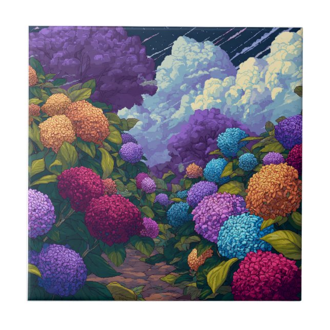 Hydrangeasplattor för coola Blommigt för Bath-områ Kakelplatta (Framsidan)