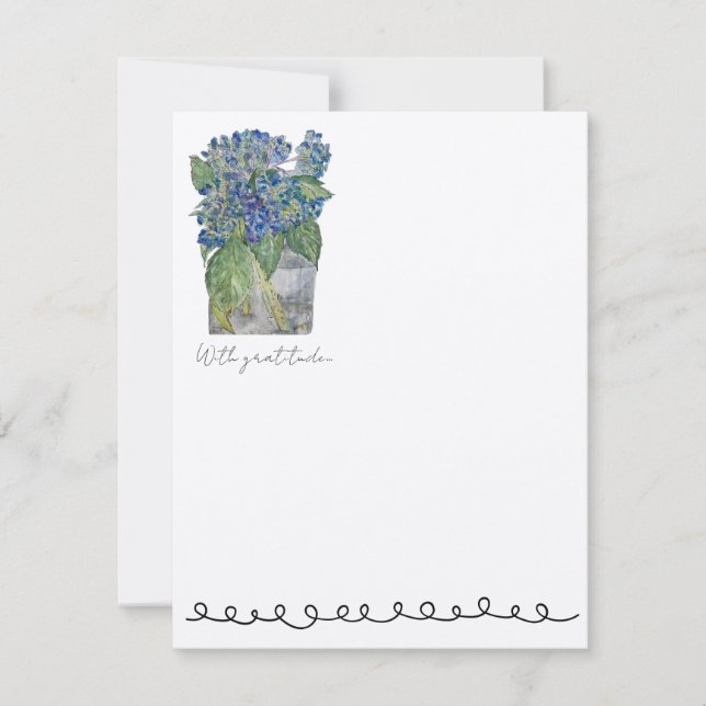 Hydrangeor i vatten planschkort (10) anteckningskort (Framsida)