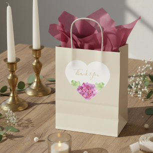 Hydrangeor Rosa Nyanser Blommig Bröllop Tack Hjärtformat Klistermärke