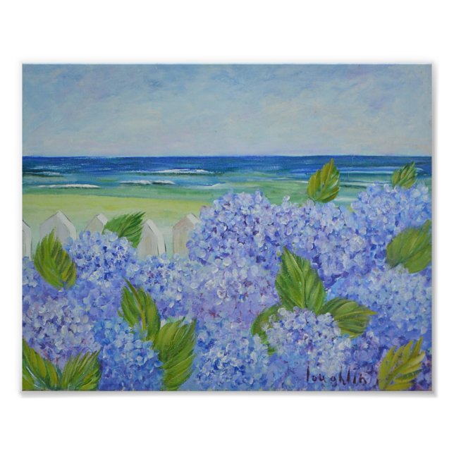 Hydrangeus by Sea Photo Print Fototryck (Framsidan)