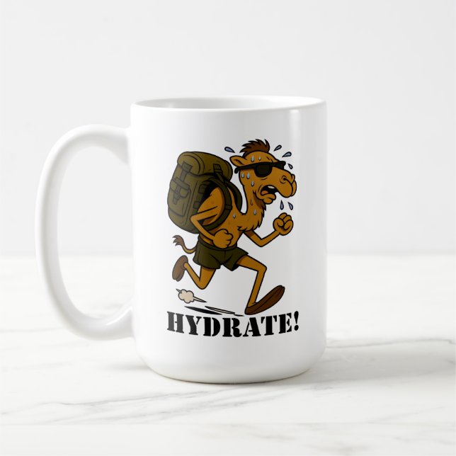 Hydrate – Funny Camel Running Fitness Design Kaffemugg (Vänster)