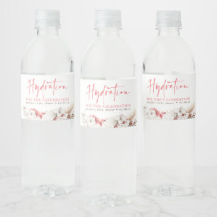 Hydration för Blommigten Firande-Rosa Vattenflaskor Etikett