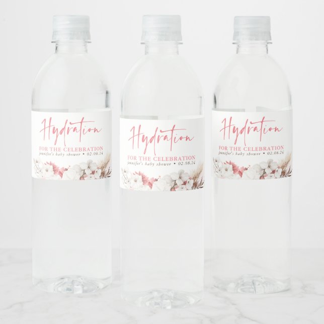 Hydration för Blommigten Firande-Rosa Vattenflaskor Etikett (Flaskor)